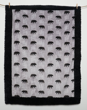 Black Bear, Baby Blanket made with Minky 