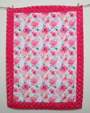 Bright Floral, Baby Blanket made with 2 layers of minky 