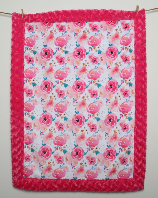 Bright Floral, Baby Blanket made with 2 layers of minky 