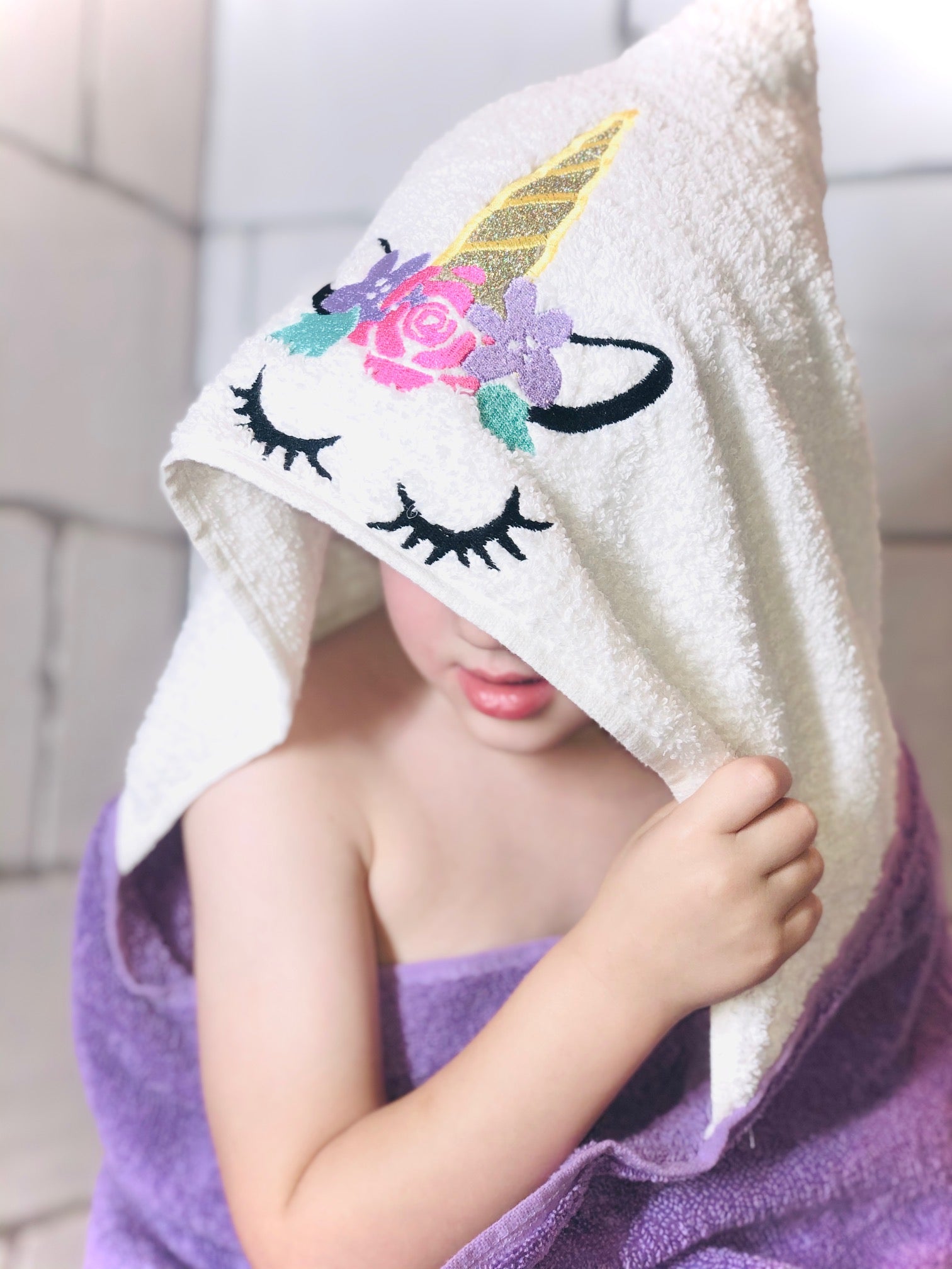 Hooded discount towel unicorn