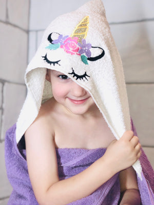 Purple Unicorn, Hooded Towel