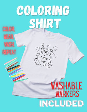 Kids Coloring T-shirt Bear Wuv You