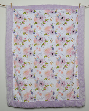 Lavender Rose, Baby Blanket made with Minky