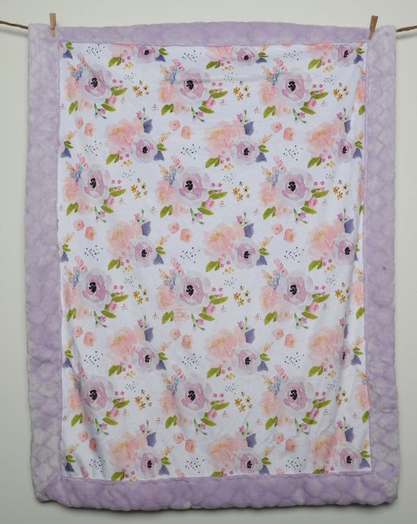 Lavender Rose, Baby Blanket made with Minky