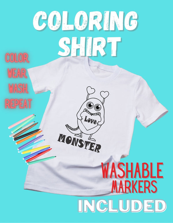 Kids Coloring T-shirt Love Monster