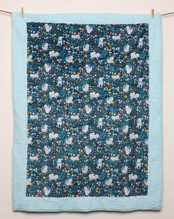 Baby Sloth, Baby Blanket made with 2 layers of designer minky 