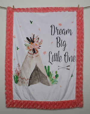 Dream Big, Baby blanket made with 2 layers of designer minky